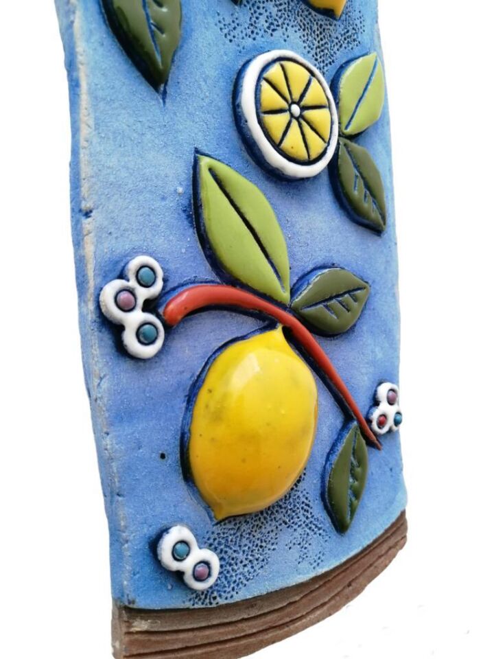 Özel Tasarım Seramik Limon Ağacı Dekoratif Duvar Süsü Ev Bahçe Duvar Dekorasyon