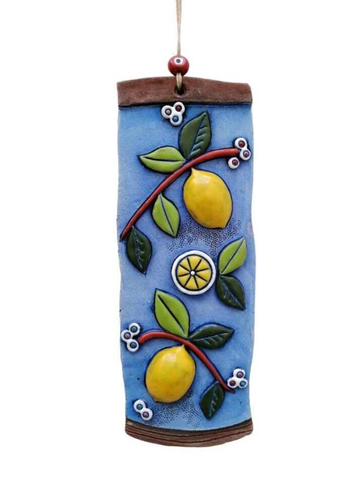 Özel Tasarım Seramik Limon Ağacı Dekoratif Duvar Süsü Ev Bahçe Duvar Dekorasyon