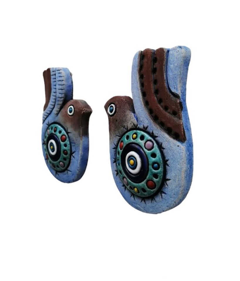 Özel Tasarım Seramik İkili Kuş Duvar Süsü Ev Bahçe Dekorasyon