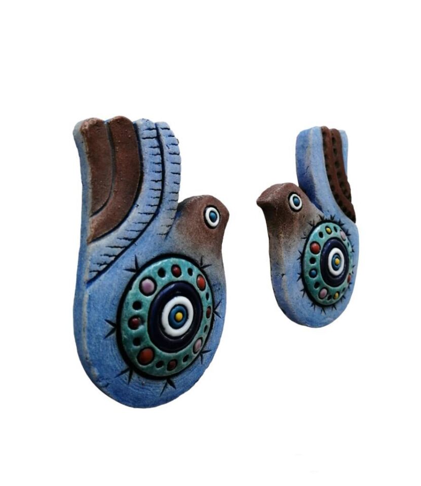 Özel Tasarım Seramik İkili Kuş Duvar Süsü Ev Bahçe Dekorasyon