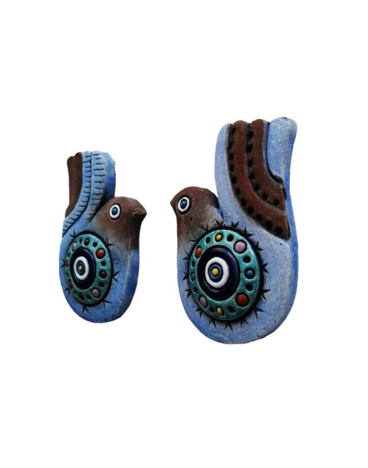 Özel Tasarım Seramik İkili Kuş Duvar Süsü Ev Bahçe Dekorasyon