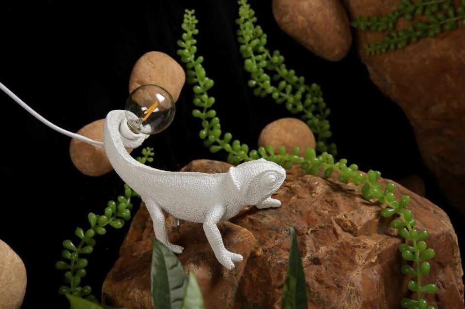 Dekoratif Lamba Tutan Bukalemun Abajur Masa Aydınlatma Dekoru Modern Aydınlatma Ev Dekor