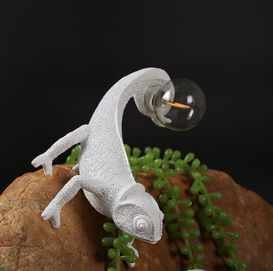 Dekoratif Lamba Tutan Bukalemun Abajur Masa Aydınlatma Dekoru Modern Aydınlatma Ev Dekor