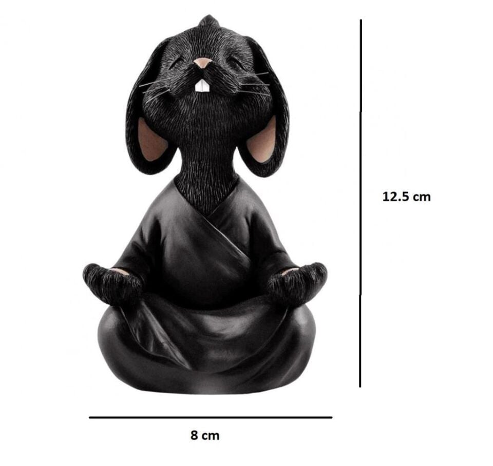Dekoratif Yoga Yapan Tavşan Biblo Meditasyon Küçük Boy Tavşan Heykeli Ev Dekoru 8x12.5 cm