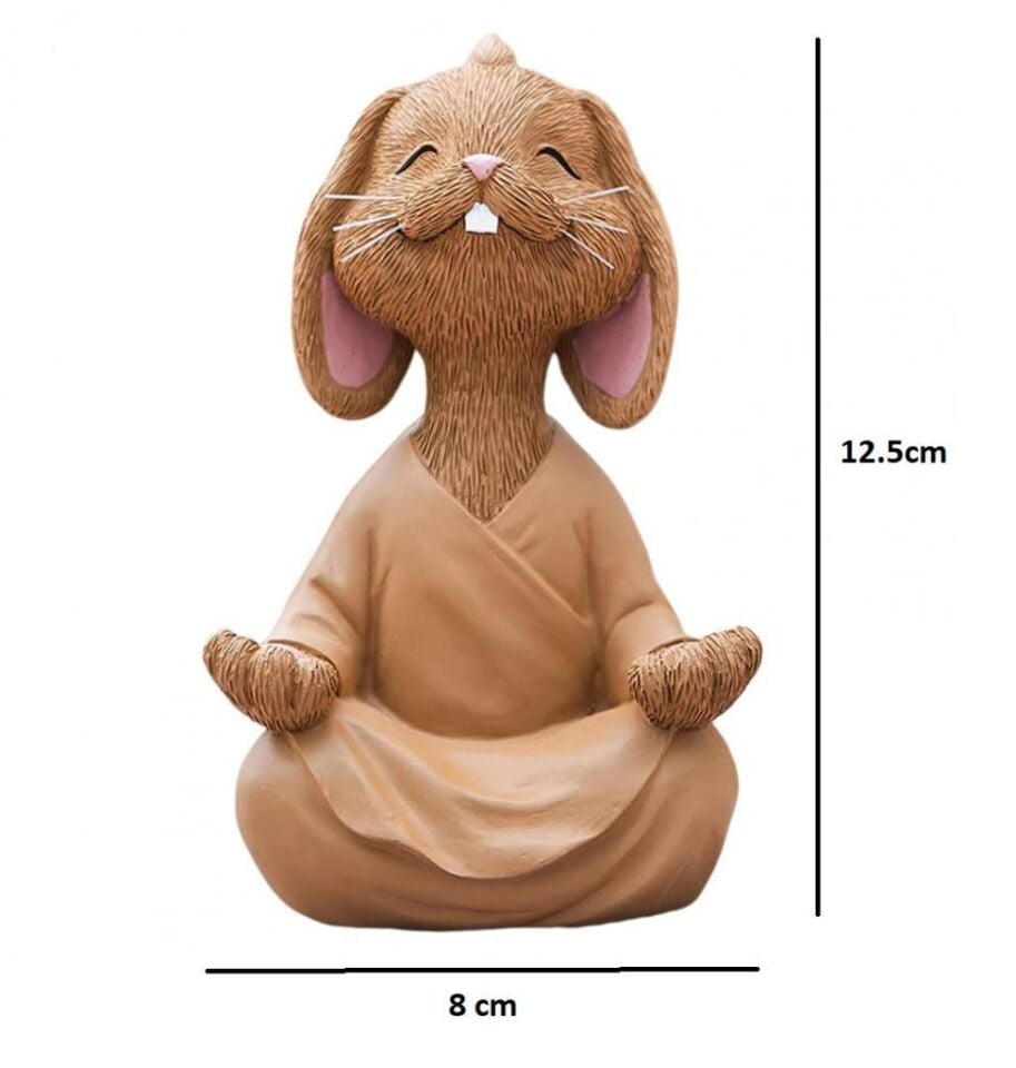 Dekoratif Yoga Yapan Tavşan Biblo Meditasyon Küçük Boy Tavşan Heykeli Ev Dekoru 8x12.5 cm