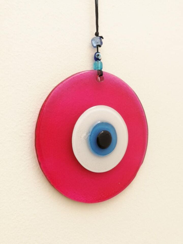 Renkli Cam Hediyelik Nazarlık Duvar Süsü Nazar Boncuğu