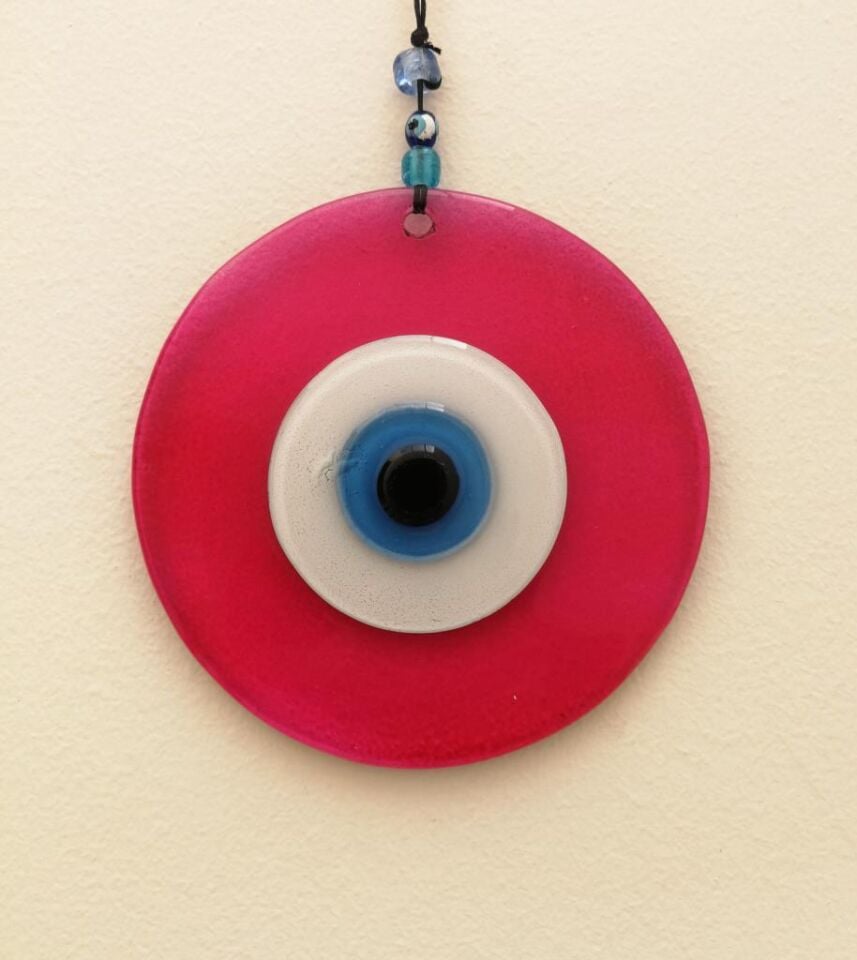 Renkli Cam Hediyelik Nazarlık Duvar Süsü Nazar Boncuğu