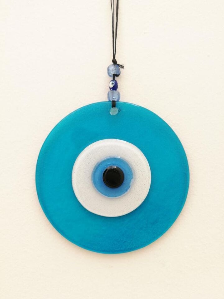 Renkli Cam Hediyelik Nazarlık Duvar Süsü Nazar Boncuğu
