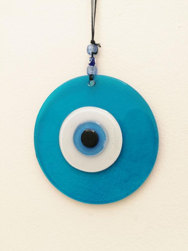 Renkli Cam Hediyelik Nazarlık Duvar Süsü Nazar Boncuğu