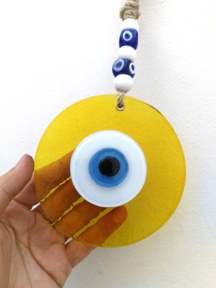 Renkli Cam Nazarlık Duvar Süsü Nazar Boncuğu