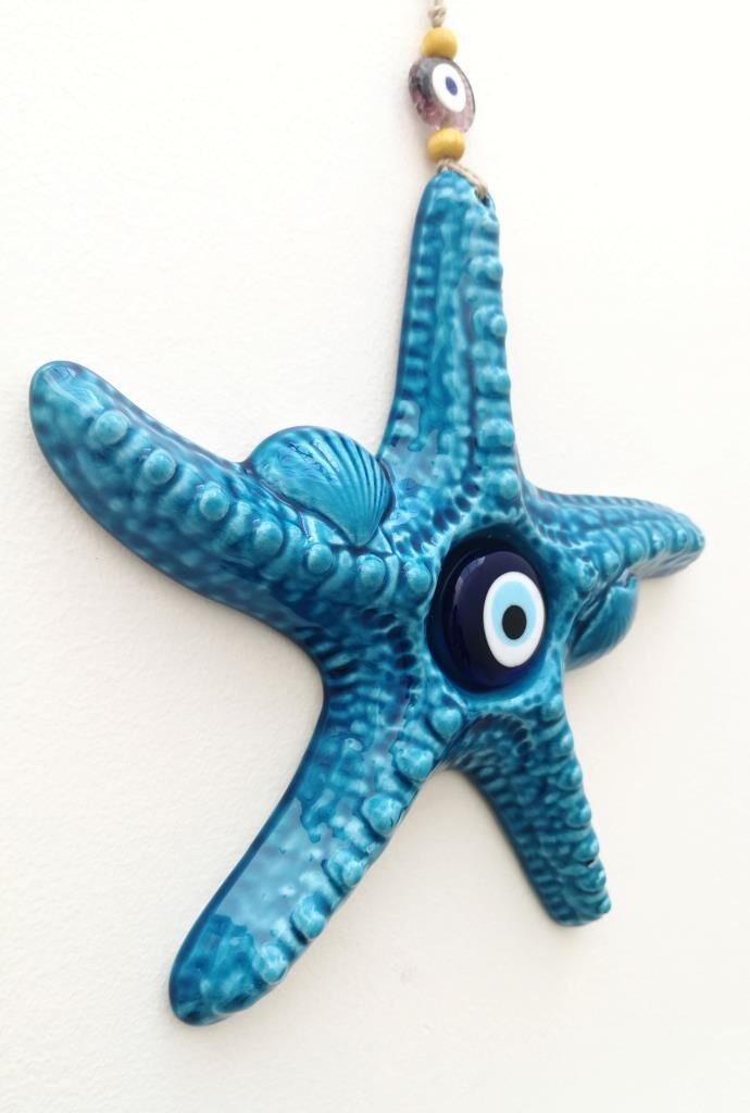 Seramik Deniz Yıldızı Dekoratif El İşi Duvar Süsü Nazarlık