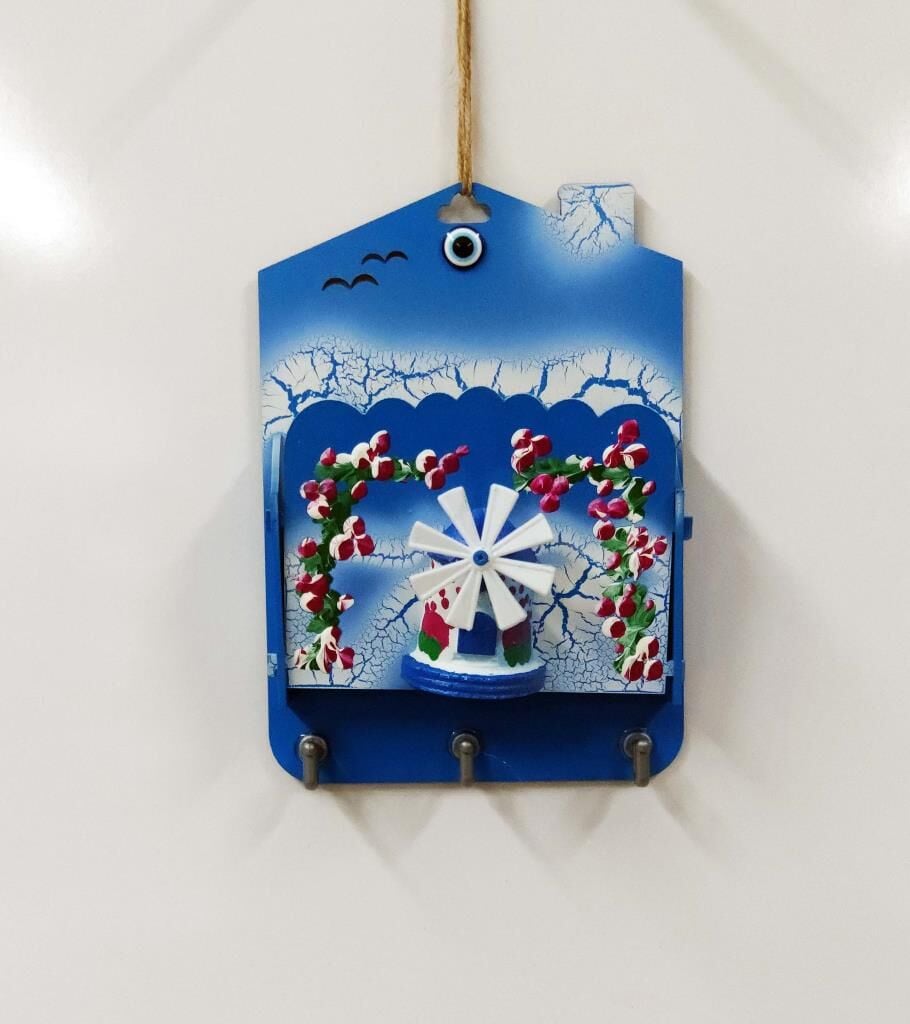 Çİçek ve Değirmen Süslemeli Dekoratif Anahtarlıklı Posta Kutusu