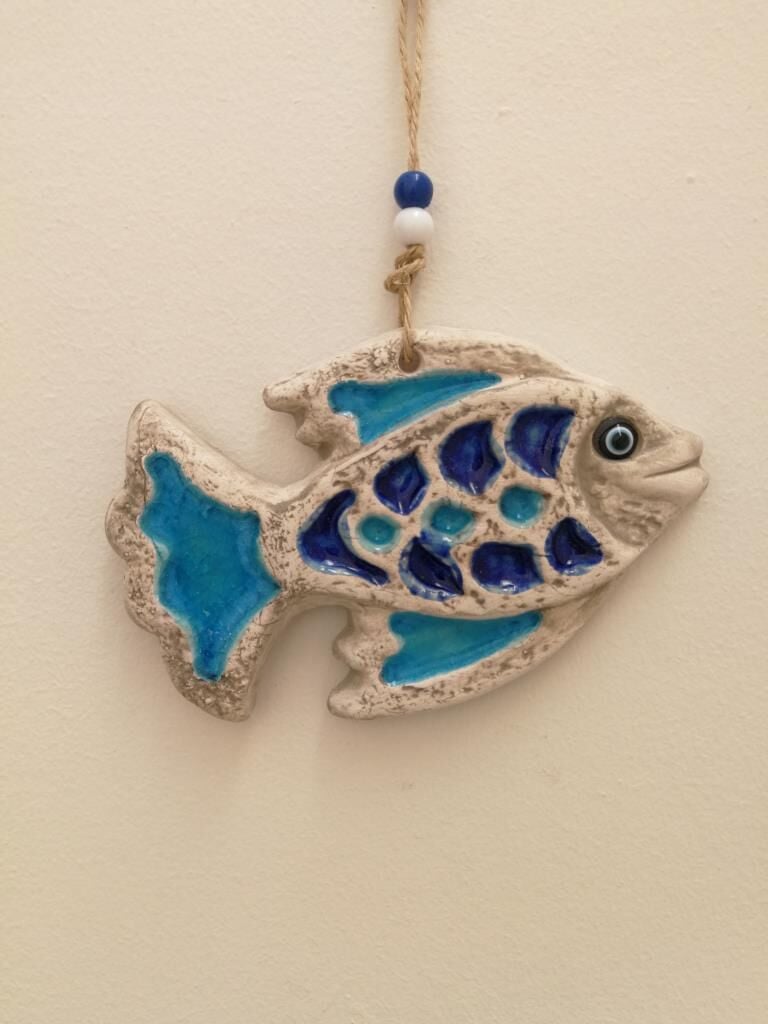 Seramik Mini Balık Dekoratif Duvar Süsü 16x10 cm