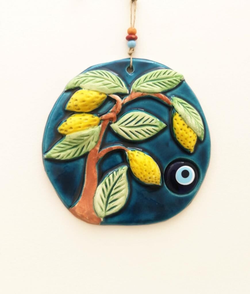 Seramik Limon Ağacı Dekoratif El İşi Duvar Süsü Nazarlık