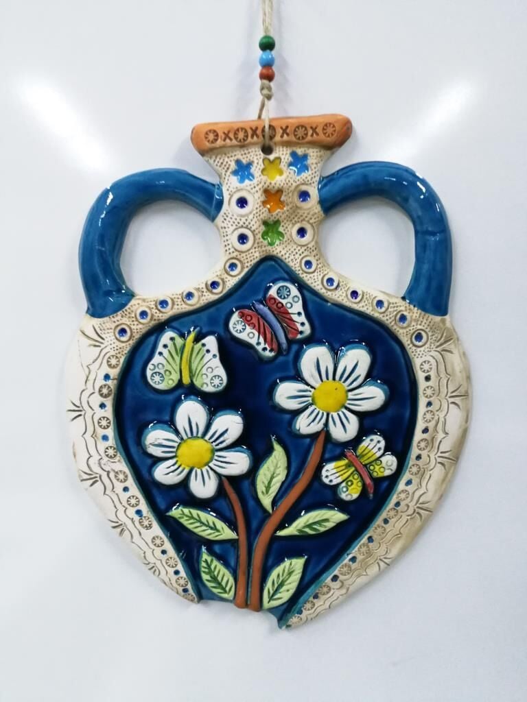 Seramik Küp Dekoratif El İşi Duvar Süsü Büyük Boy Nazarlık