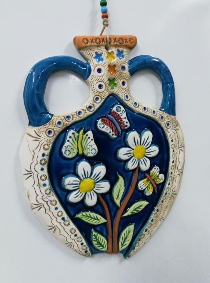 Seramik Küp Dekoratif El İşi Duvar Süsü Büyük Boy Nazarlık