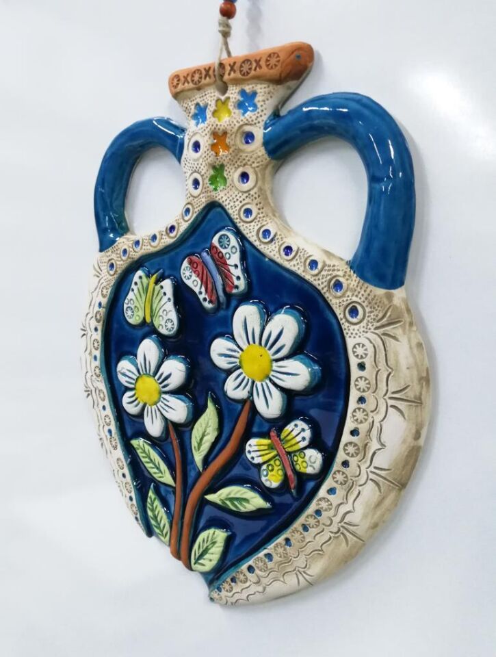 Seramik Küp Dekoratif El İşi Duvar Süsü Büyük Boy Nazarlık