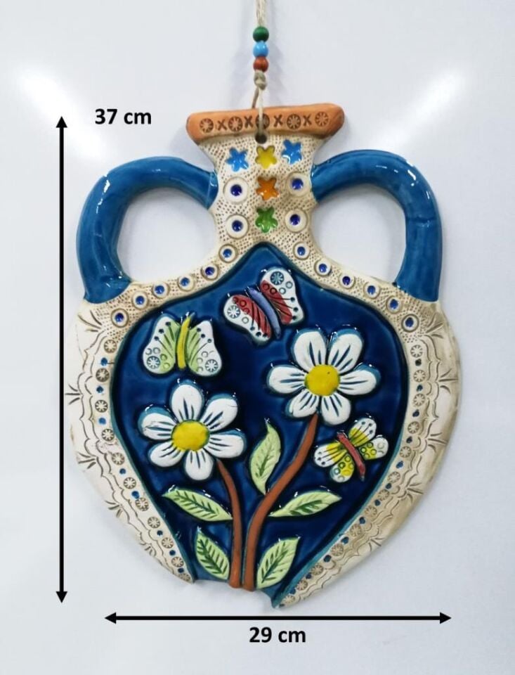 Seramik Küp Dekoratif El İşi Duvar Süsü Büyük Boy Nazarlık