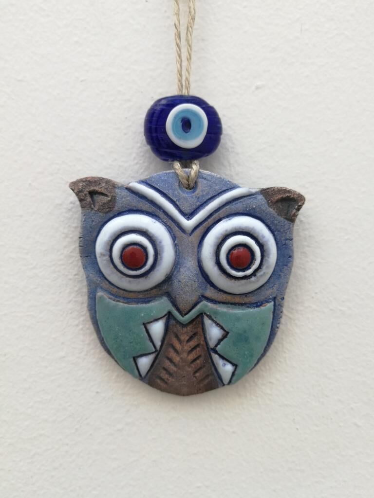 Özel Tasarım Mini Baykuş Nazarlık Seramik Duvar Süsü