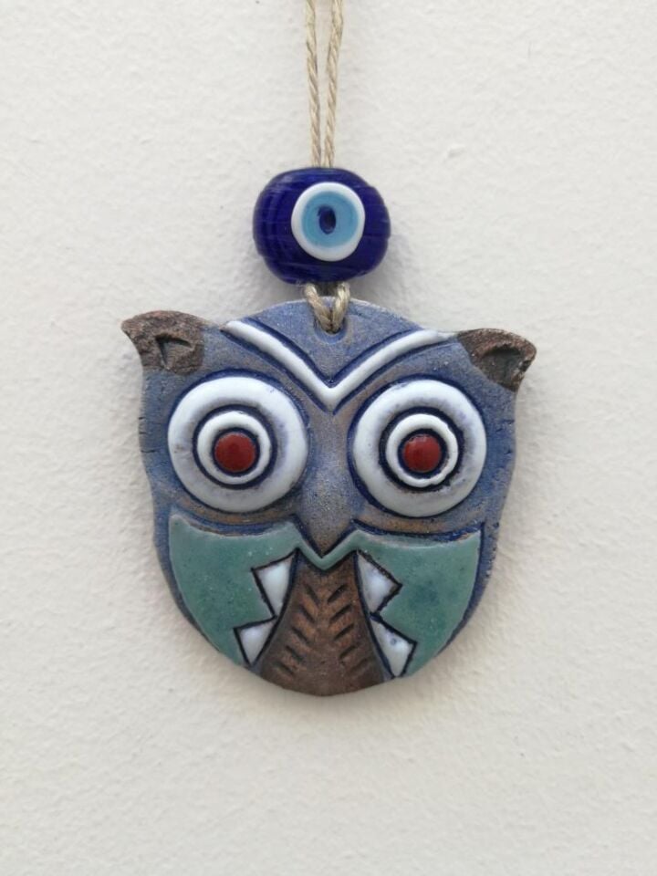 Özel Tasarım Mini Baykuş Nazarlık Seramik Duvar Süsü