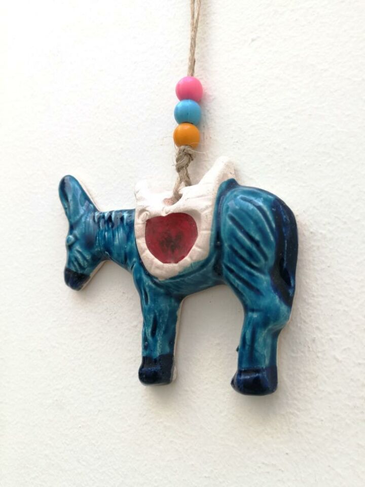 Seramik Mini Eşek Dekoratif Duvar Süsü