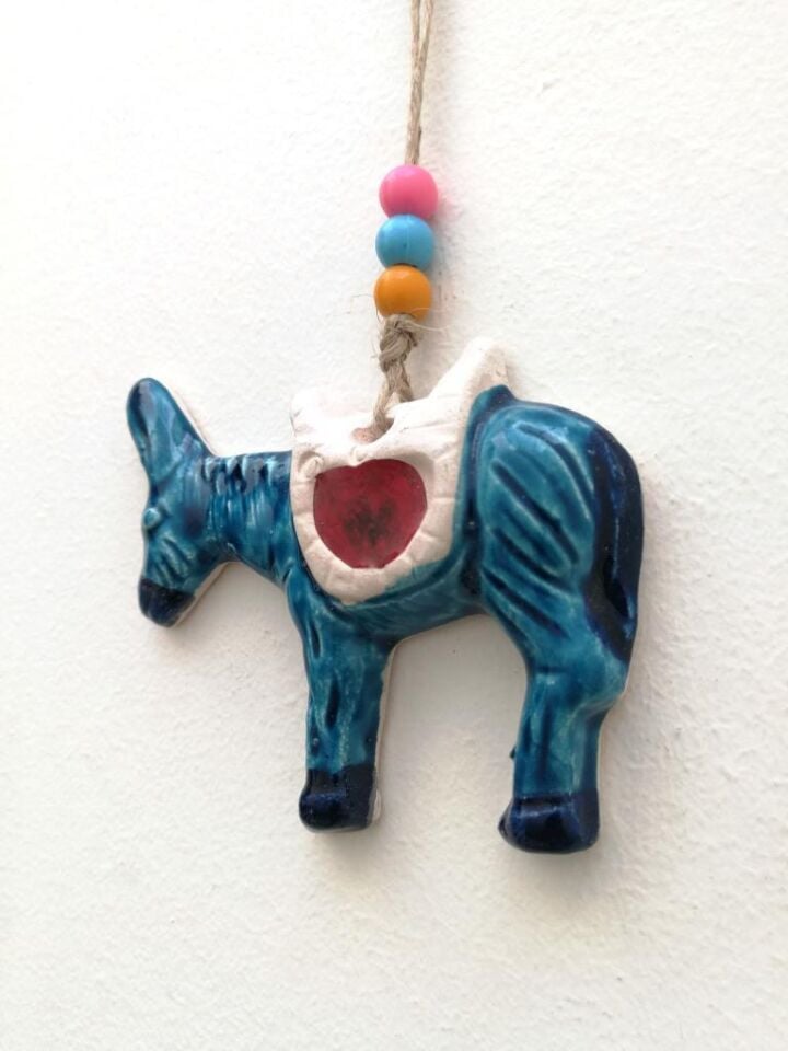 Seramik Mini Eşek Dekoratif Duvar Süsü