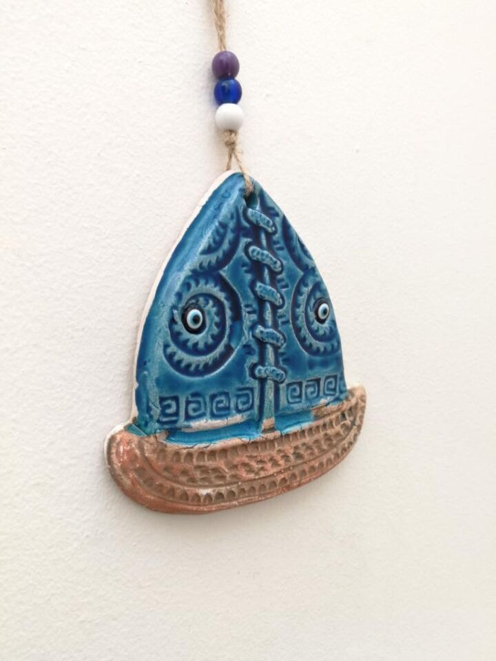 Seramik Mini Gemi Dekoratif Hediyelik Duvar Süsü