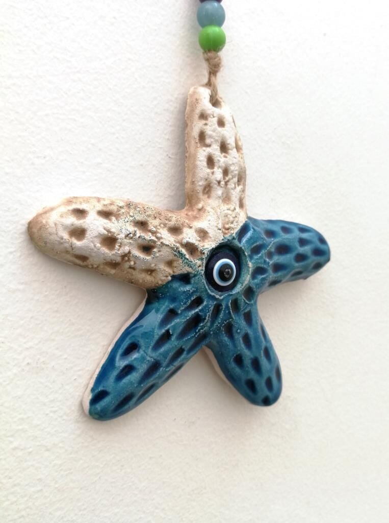 Seramik Mini Denizyıldızı Dekoratif Duvar Süsü