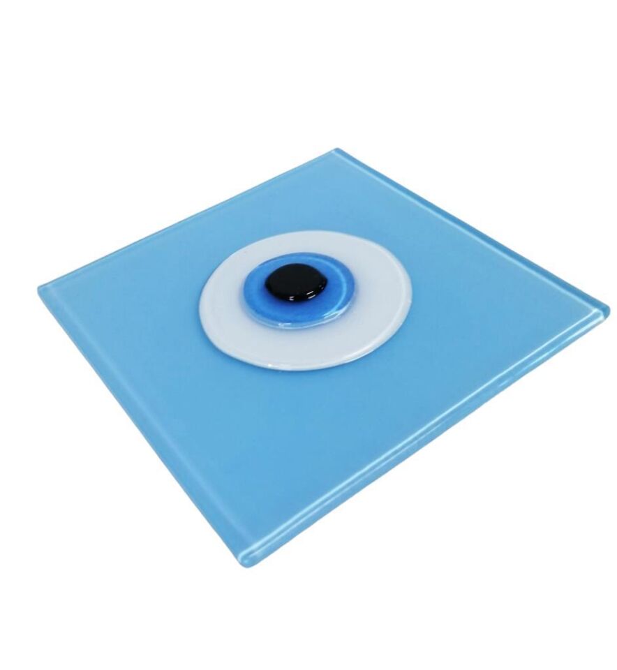 Dekoratif Nazarlık Cam Kapak Banyo Gider Kapağı 12x12 cm