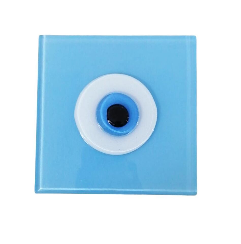 Dekoratif Nazarlık Cam Kapak Banyo Gider Kapağı 12x12 cm