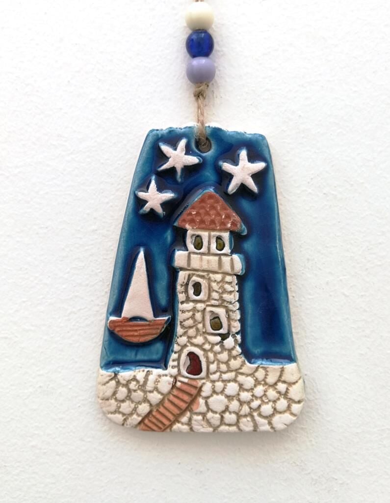 Seramik Mini Deniz Feneri Dekoratif Duvar Süsü