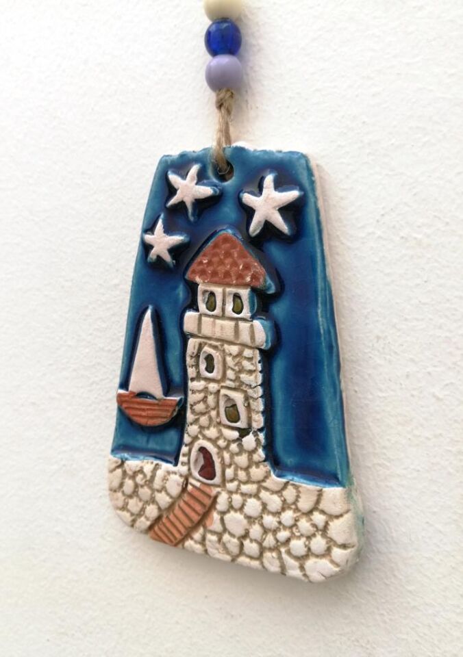 Seramik Mini Deniz Feneri Dekoratif Duvar Süsü