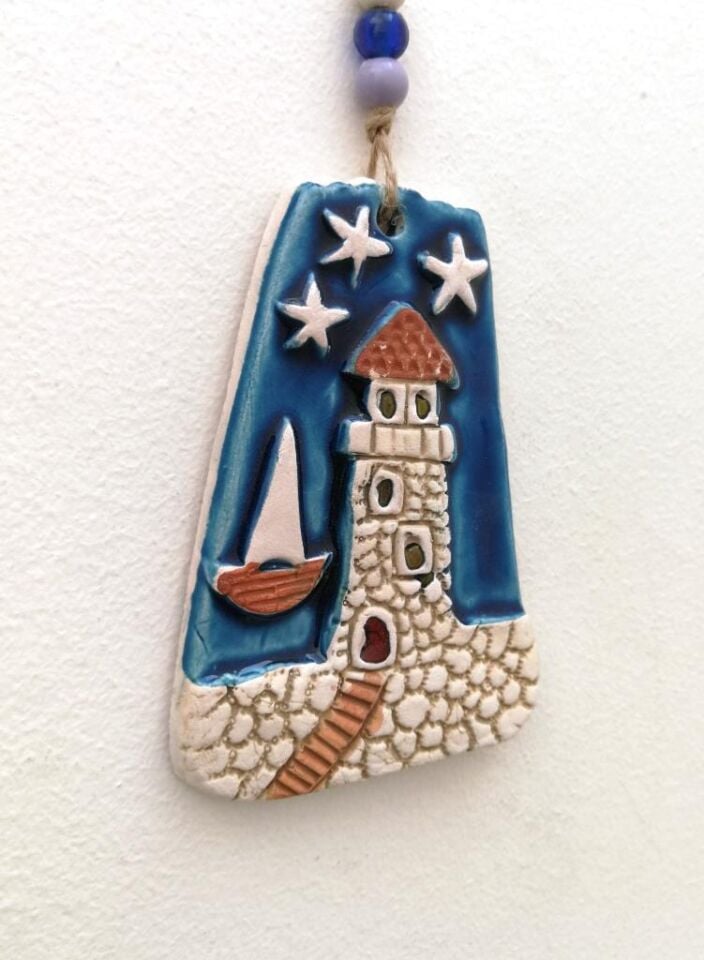 Seramik Mini Deniz Feneri Dekoratif Duvar Süsü