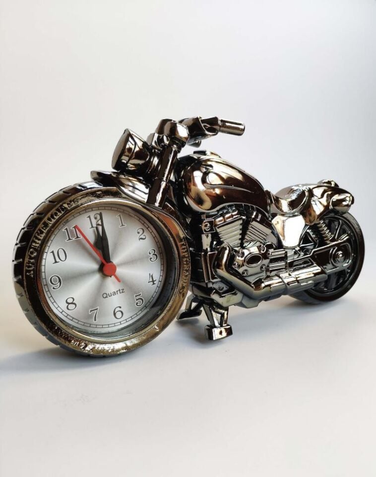 Motosiklet Tasarımlı Masa Üstü Alarmlı Saat Biblo