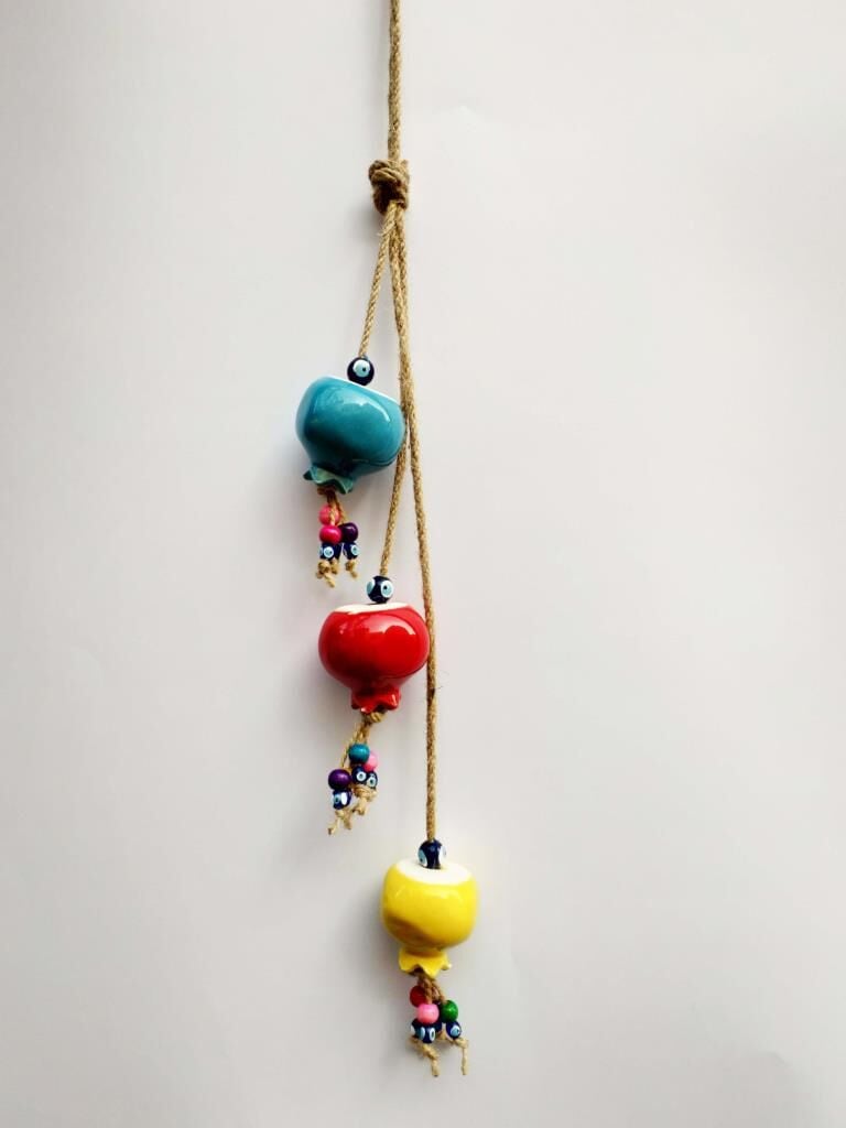 Üçlü Nar Nazar Boncuklu Renkli Hediyelik Dekoratif Duvar Süsü