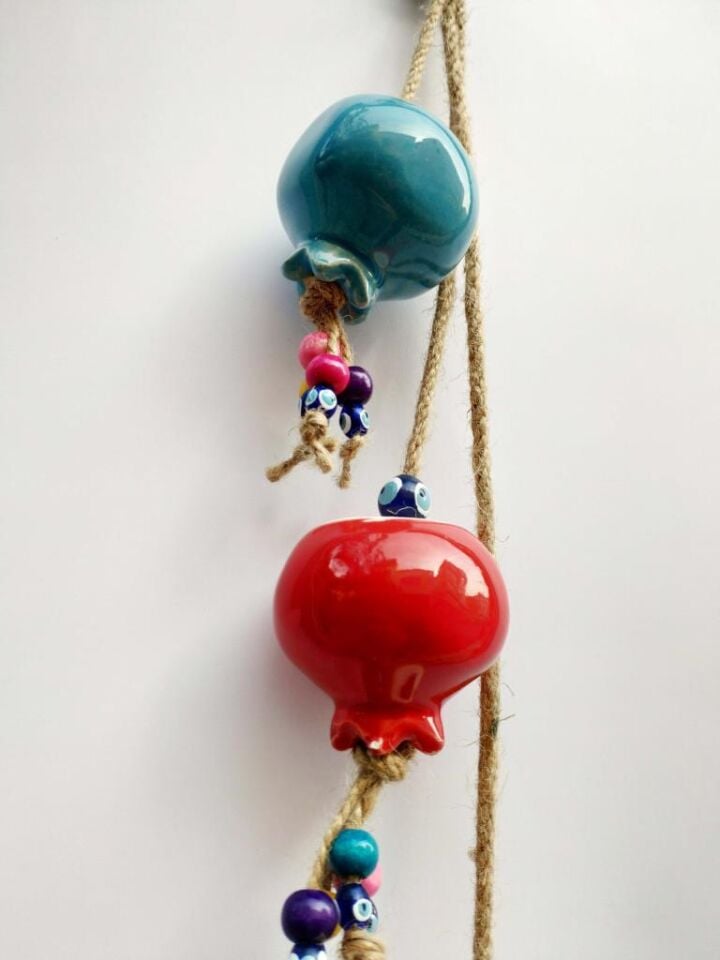 Üçlü Nar Nazar Boncuklu Renkli Hediyelik Dekoratif Duvar Süsü