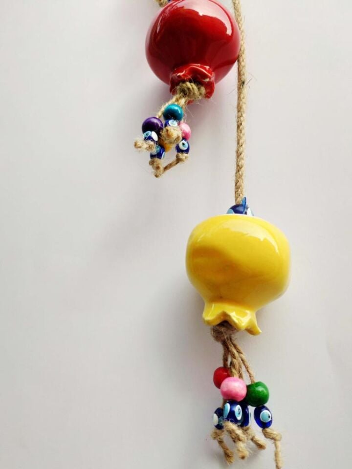 Üçlü Nar Nazar Boncuklu Renkli Hediyelik Dekoratif Duvar Süsü