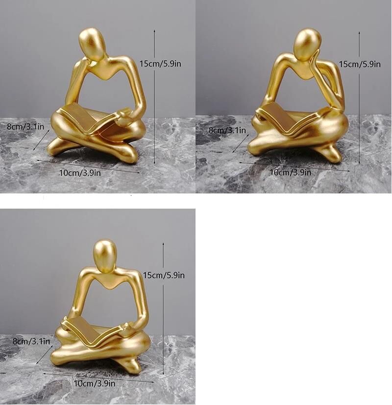 İskandinav Tarz 3 Adet Lüks Stil Kitap Okuyan İnsan Figürü Soyut Şekil Biblo Heykel Ev Dekorasyon Süsleri Masa Dekoru Raf Dekoru