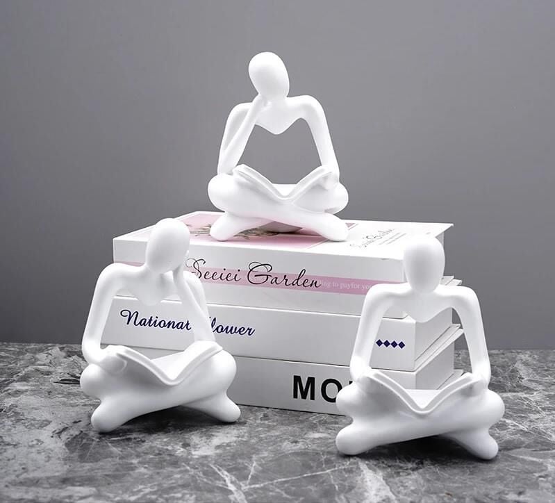 İskandinav Tarz 3 Adet Lüks Stil Kitap Okuyan İnsan Figürü Soyut Şekil Biblo Heykel Ev Dekorasyon Süsleri Masa Dekoru Raf Dekoru