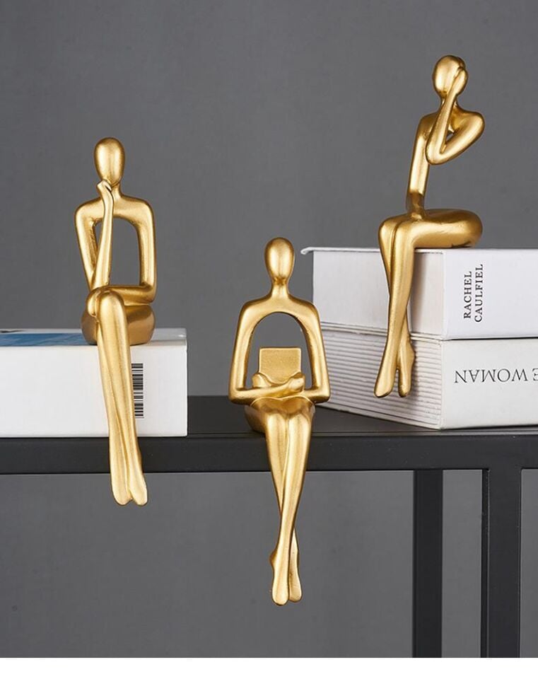 İskandinav Tarz Dekoratif 3 Adet Soyut Düşünen Heykel Biblo Ev Dekorasyon Raf Dekoru Oturma Odası Aksesuar