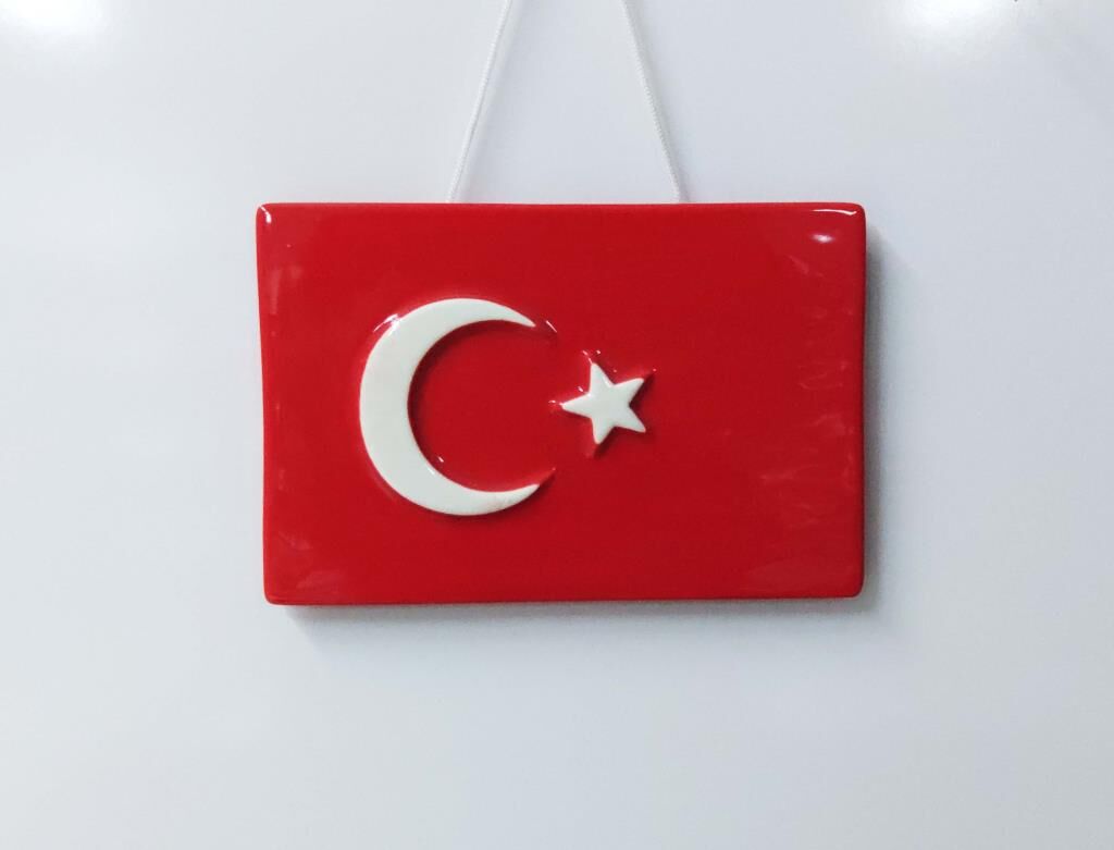Seramik Türk Bayrağı 23x15 cm