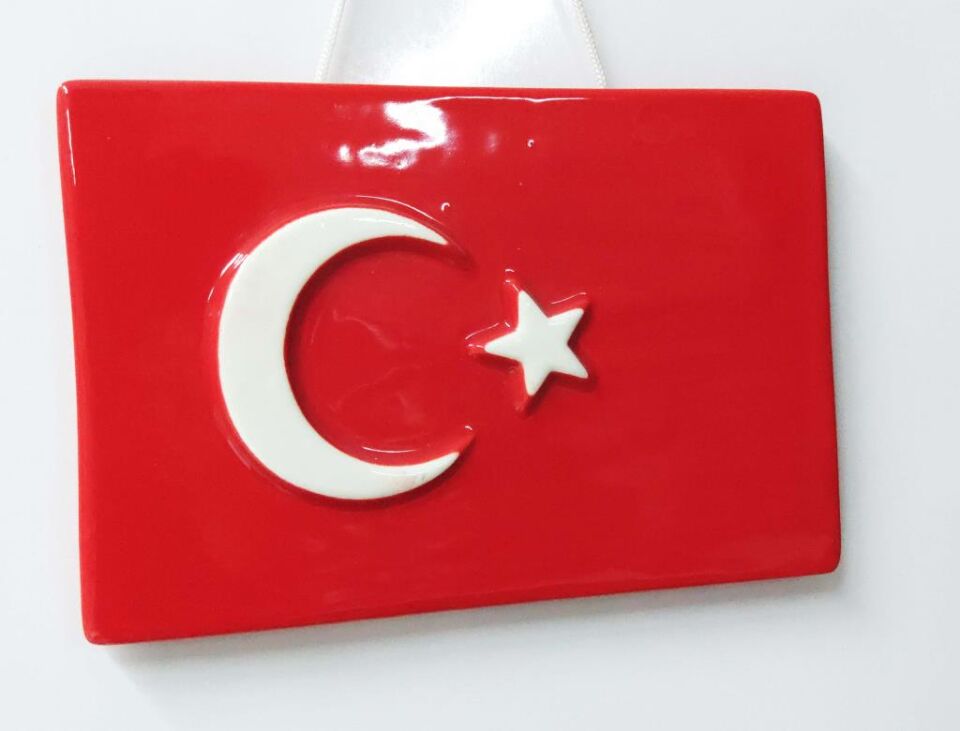 Seramik Türk Bayrağı 23x15 cm