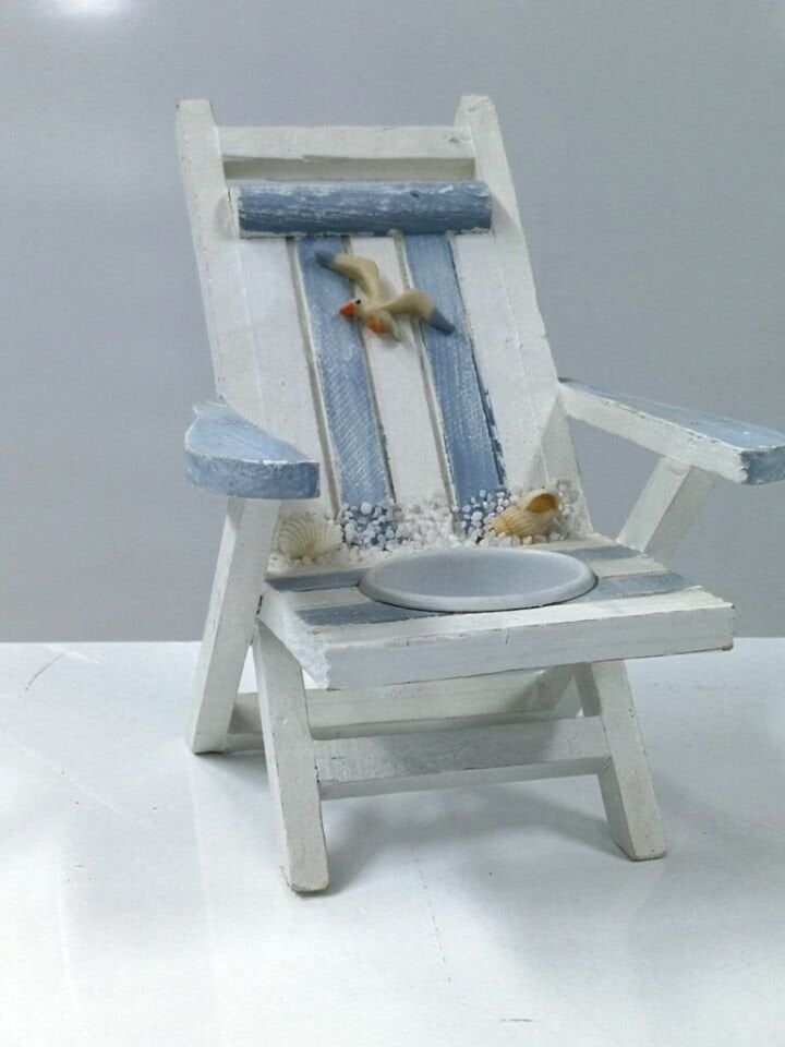 Ahşap Sandalye Tasarım Mumluk 15x12x16