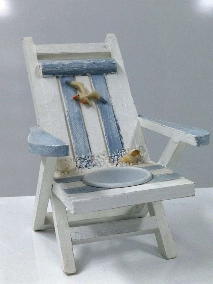 Ahşap Sandalye Tasarım Mumluk 15x12x16