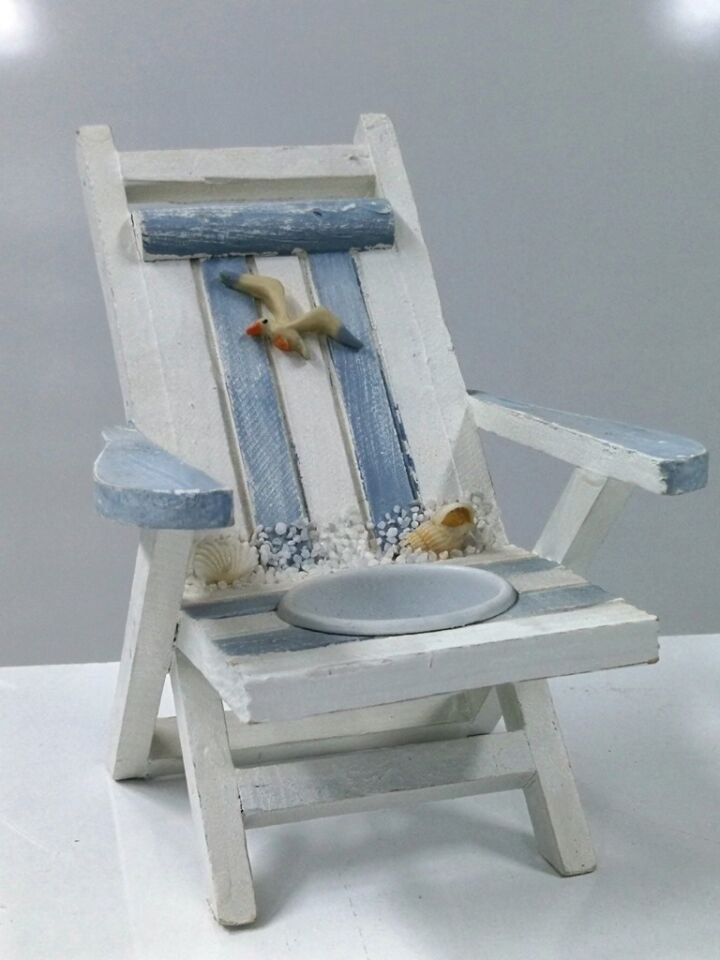 Ahşap Sandalye Tasarım Mumluk 15x12x16