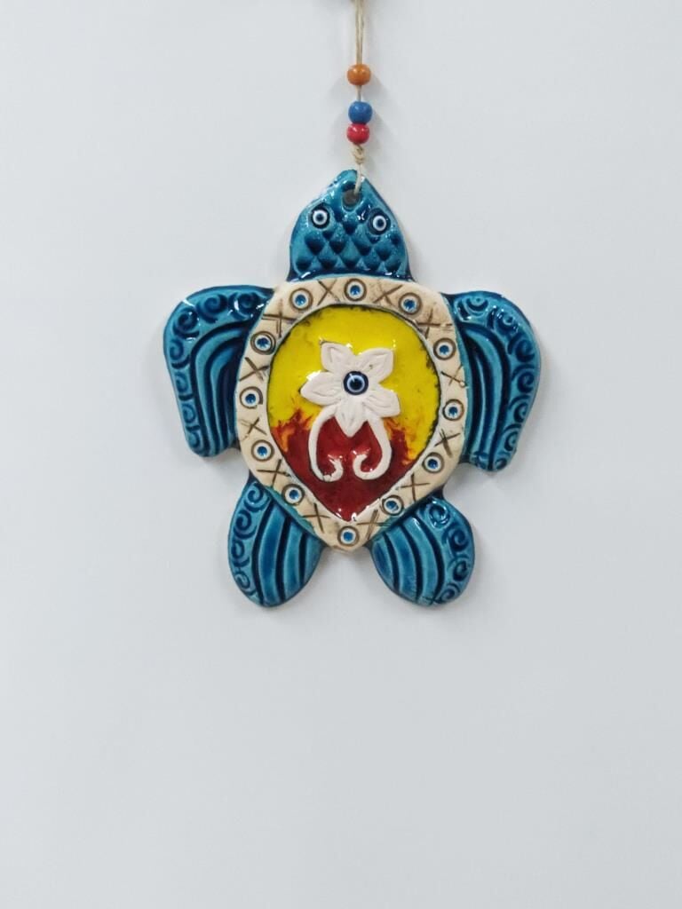 Kaplumbağa Figürlü Askılı Dekoratif Duvar Süsü Nazarlık Renkli