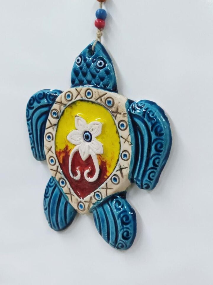 Kaplumbağa Figürlü Askılı Dekoratif Duvar Süsü Nazarlık Renkli