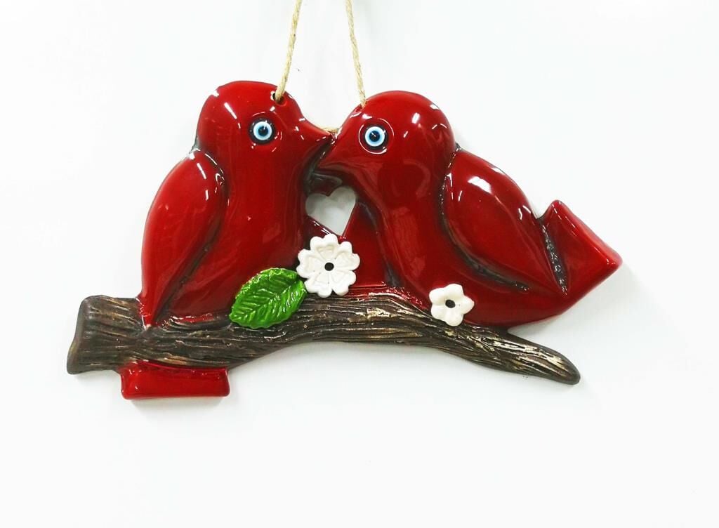 Aşık Kumrular Askılı Dekoratif Duvar Süsü Nazarlık