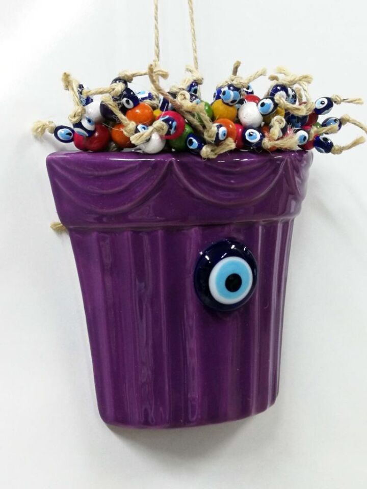 Saksı Figürlü Askılı Dekoratif Duvar Süsü Nazarlık