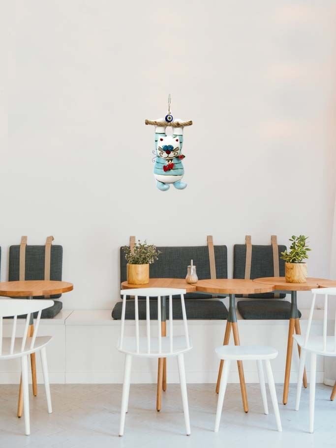 Kedi Figürlü Askılı Dekoratif Duvar Süsü Nazarlık